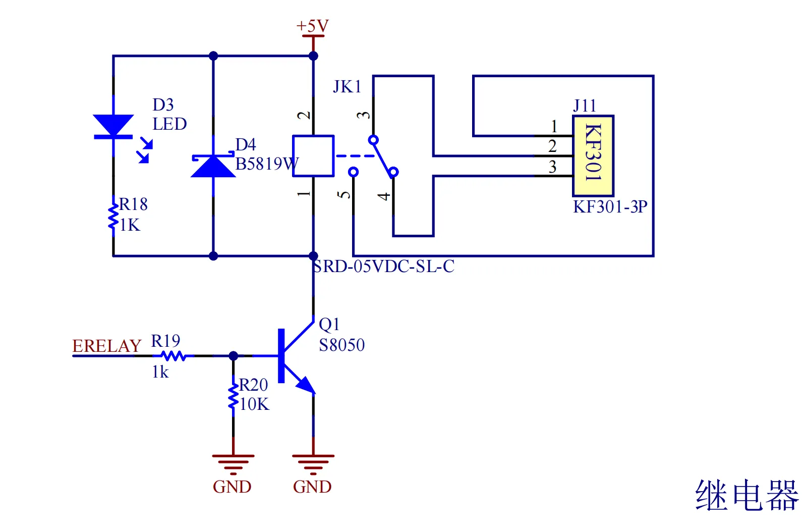 图3-9 继电器电路图